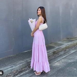 Zara Pink tiered poplin maxi dress